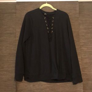 Black lace up sweater